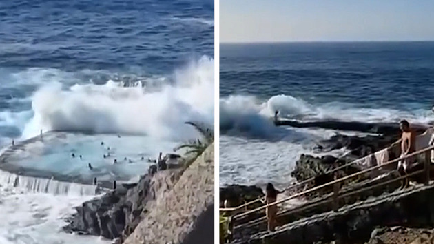 Okamžiky tragédie. Kamera zachytila, jak vlna spláchla turisty na Tenerife